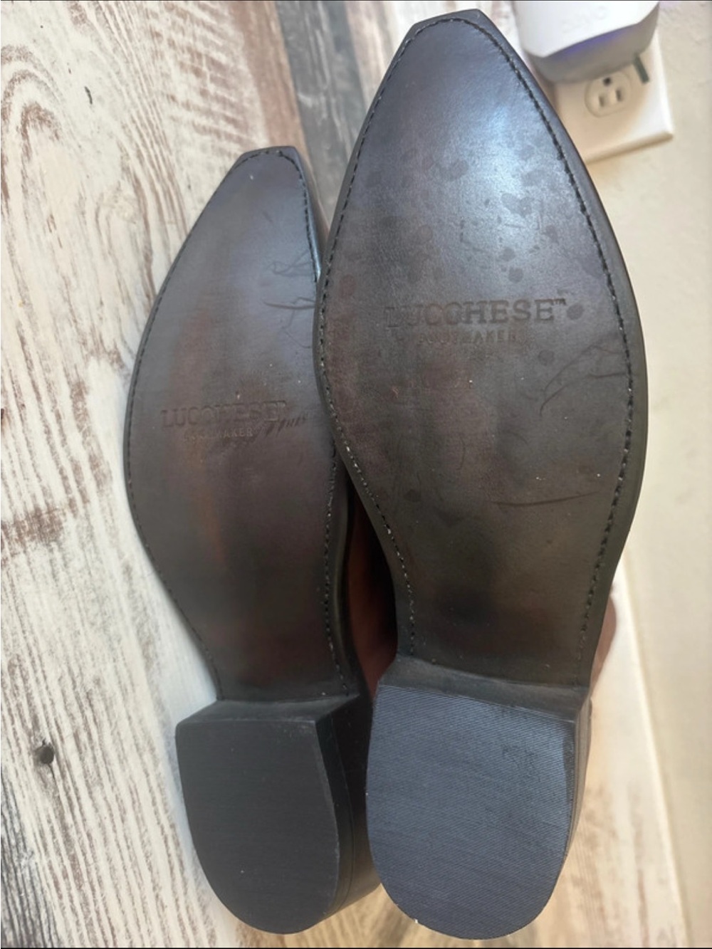 Lucchese Brown Leather Western Heeled Boots - Picture 4 of 4
